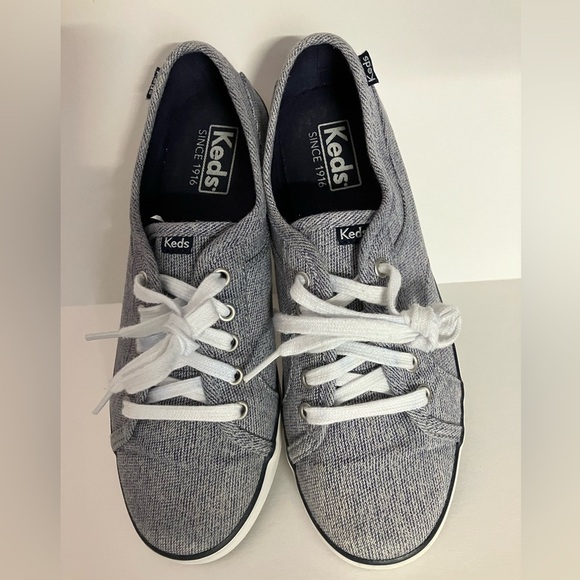Keds Women’s Sneakers, 7, Blue-Gray, Brushed, Lace Ups - Picture 2 of 9